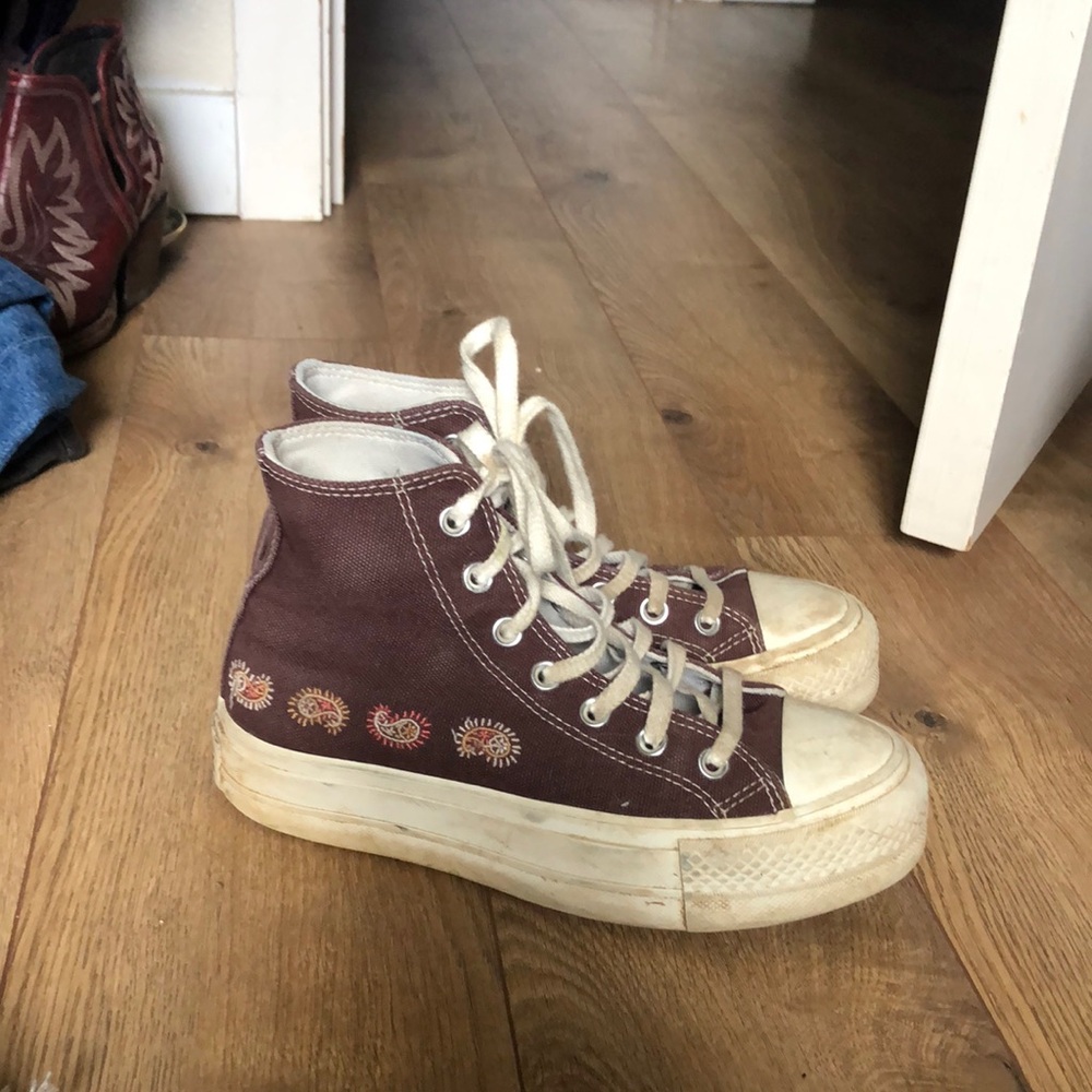 Converse Brown Paisley Platforms Design